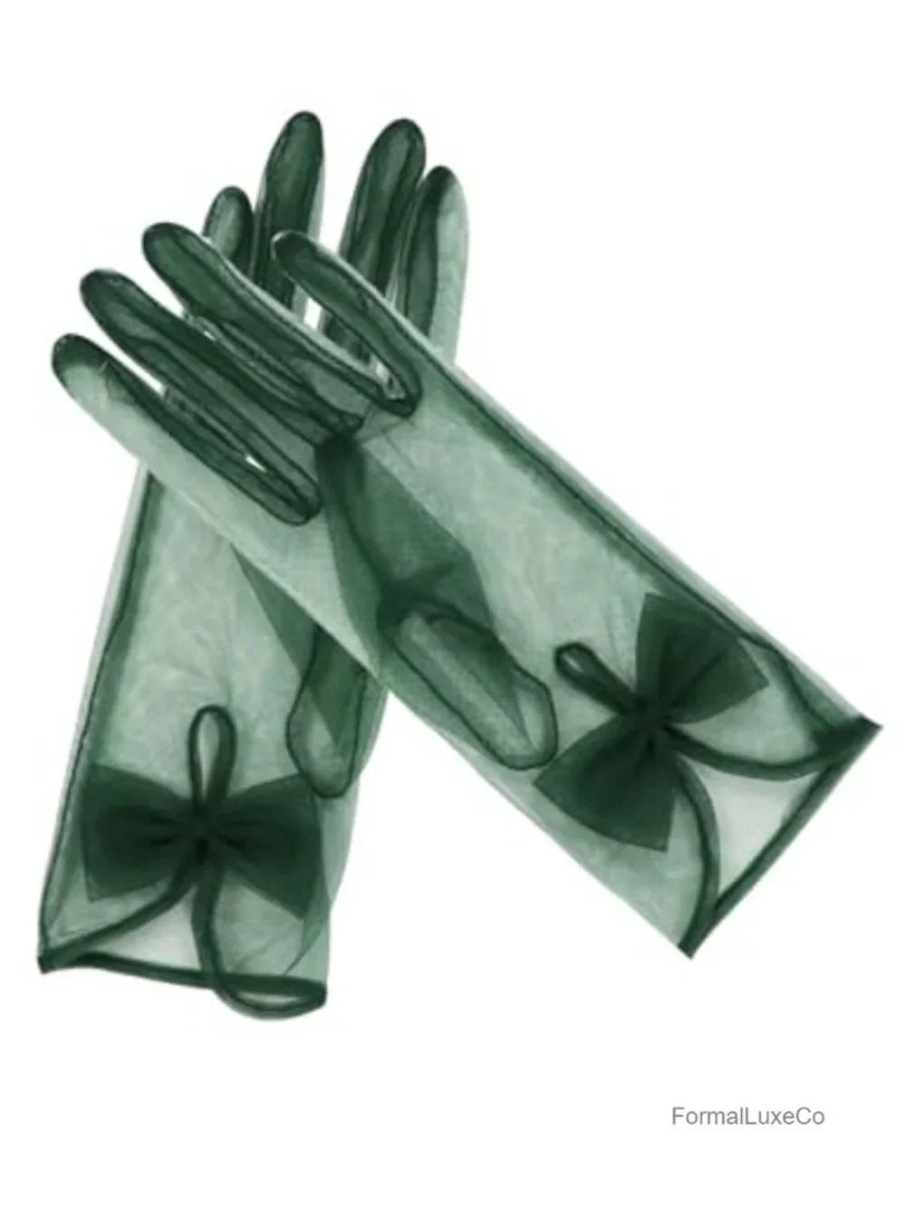 Women's Short Tea Party Tulle Gloves with Bowknot Mesh Wedding Gloves